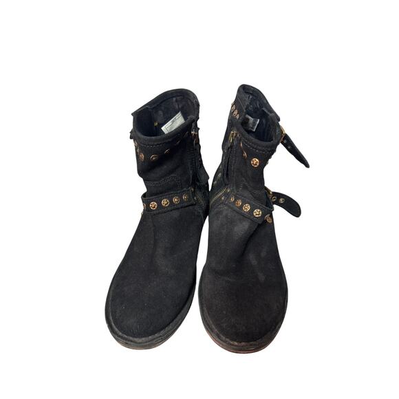 Ugg Women Biker Studded Buckle Black Suade leather Boots Size 7.5 - Picture 3 of 12